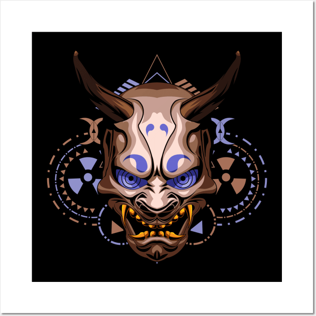 japan mask oni samurai Wall Art by SHINIGAMII